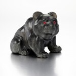 A FABERGÉ JEWELLED OBSIDIAN MODEL OF A BEAR CUB, ST PETERSBURG, CIRCA 1900