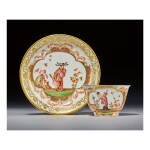 A MEISSEN CHINOISERIE TEABOWL AND SAUCER CIRCA 1723