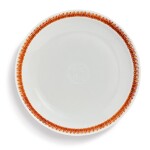 A FINE ANHUA AND IRON-RED DECORATED 'BIRTHDAY' DISH, KANGXI MARK AND PERIOD