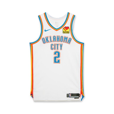 View full screen - View 1 of Lot 7. Shai Gilgeous-Alexander Oklahoma City Thunder 2024-2025 Game Worn Association Edition Jersey | Double-Double.