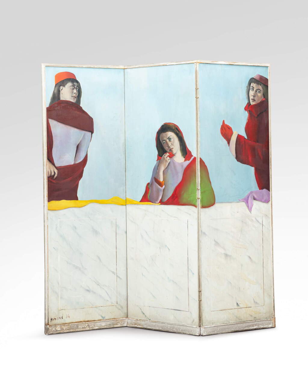 View full screen - View 1 of Lot 31. La Vierge Marie et ses deux pages three-sheet screen, special commission, 1934.