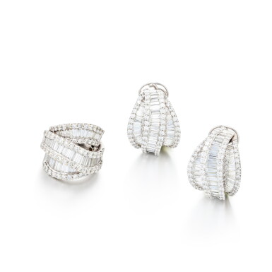 View full screen - View 1 of Lot 75. Demi-parure diamants | Diamond demi-parure.