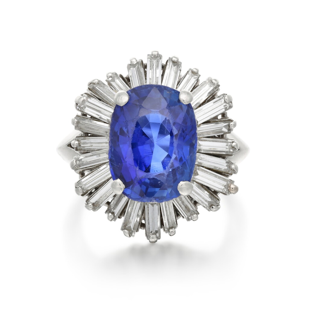 View full screen - View 1 of Lot 20. Sapphire and diamond ring, circa 1970.