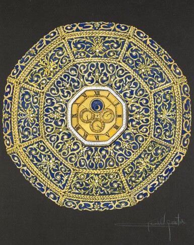 View full screen - View 1 of Lot 20. Design of a Gérald Genta desk clock with accompanying NFT Circa 1985.