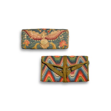 View full screen - View 1 of Lot 398. Two Very Fine Needlework Pocketbooks, Southeastern Pennsylvania, 18th Century.