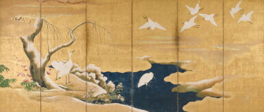 View full screen - View 1 of Lot 1. Anonymous | Egrets in snow | Edo period, late 17th century.