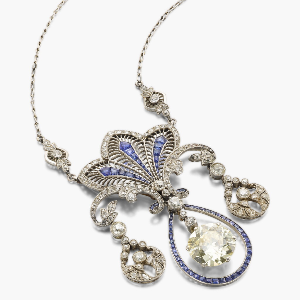 View full screen - View 1 of Lot 19. Sapphire and Diamond Necklace .