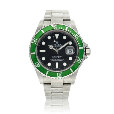 View full screen - View 1 of Lot 203. Reference 16610 Submariner 'Kermit' A stainless steel automatic wristwatch with date and bracelet, Circa 2006.
