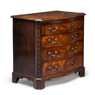 View full screen - View 1 of Lot 102. A George III mahogany serpentine chest of drawers, circa 1770.