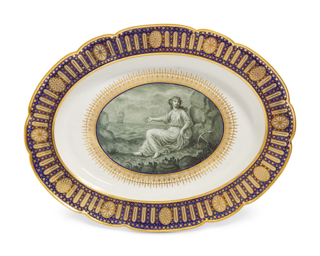 View full screen - View 1 of Lot 243. A WORCESTER (FLIGHT) OVAL PLATTER FROM THE 'HOPE SERVICE', COMMISSIONED BY THE DUKE OF CLARENCE (LATER KING WILLIAM IV), CIRCA 1790.