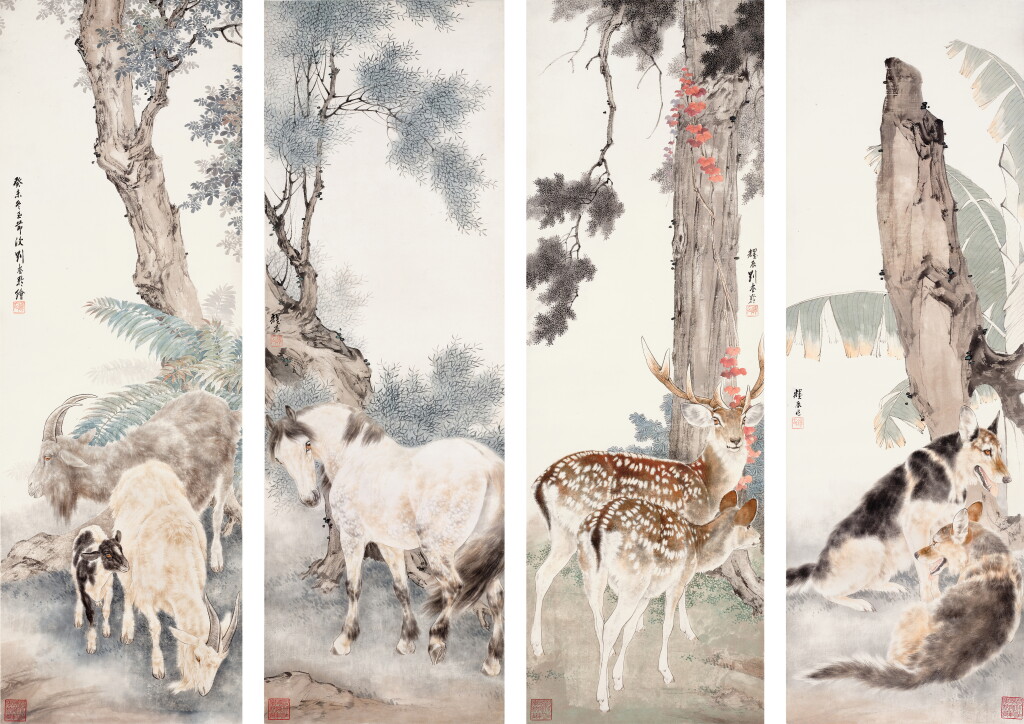 View full screen - View 1 of Lot 2569. 劉奎齡 走獸四屏 | Liu Kuiling, Various Animals.