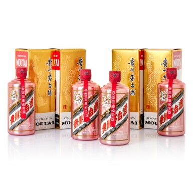 View full screen - View 1 of Lot 5657. 2023年產 "飛天牌"貴州茅台酒 (玫瑰金) Kweichow Flying Fairy Moutai Rose Gold Edition 2023 (4 BT50).