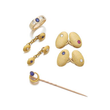View full screen - View 1 of Lot 1007. Collection of cufflinks, a tie pin and a ring, circa 1900 and later.