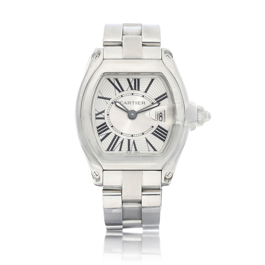 View full screen - View 1 of Lot 8315. Roadster, Reference 2675 | A stainless steel wristwatch with date and bracelet, Circa 2000 | 卡地亞 Roadster 型號2675 | 精鋼鏈帶腕錶,備日期顯示,約2000年製.