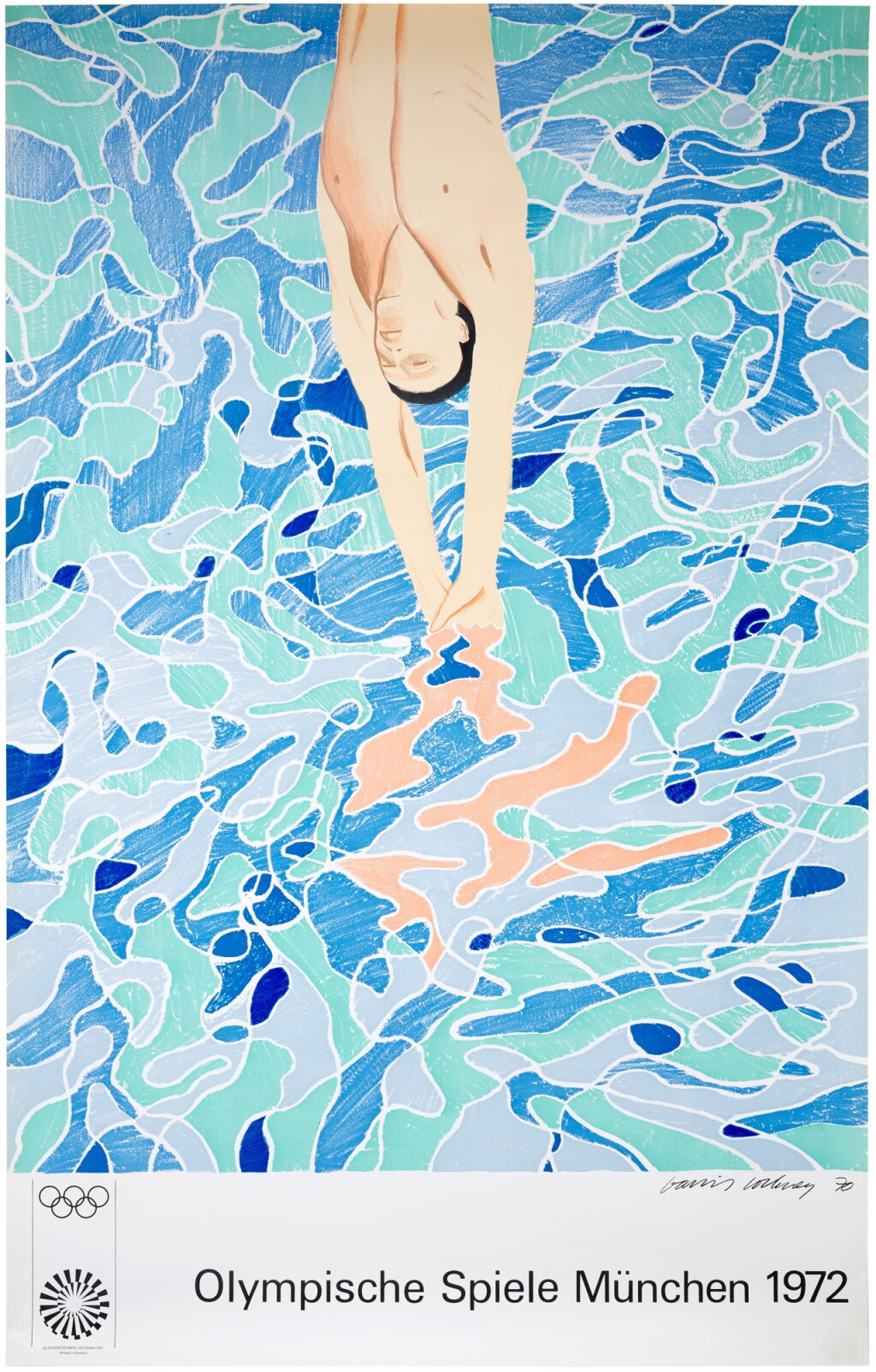 View full screen - View 1 of Lot 107. Diver Poster for Olympische Spiele München.