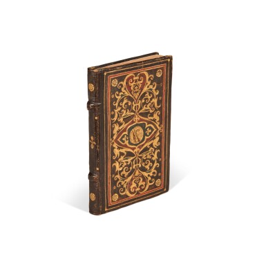 View full screen - View 1 of Lot 1768. Montemagno, Rime; Cino da Pistoia, Rime, Rome, 1559, contemporary dark brown morocco gilt with portrait medallion.