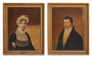 View full screen - View 1 of Lot 504. Pair of Portraits: George and Maria Vassar Booth.