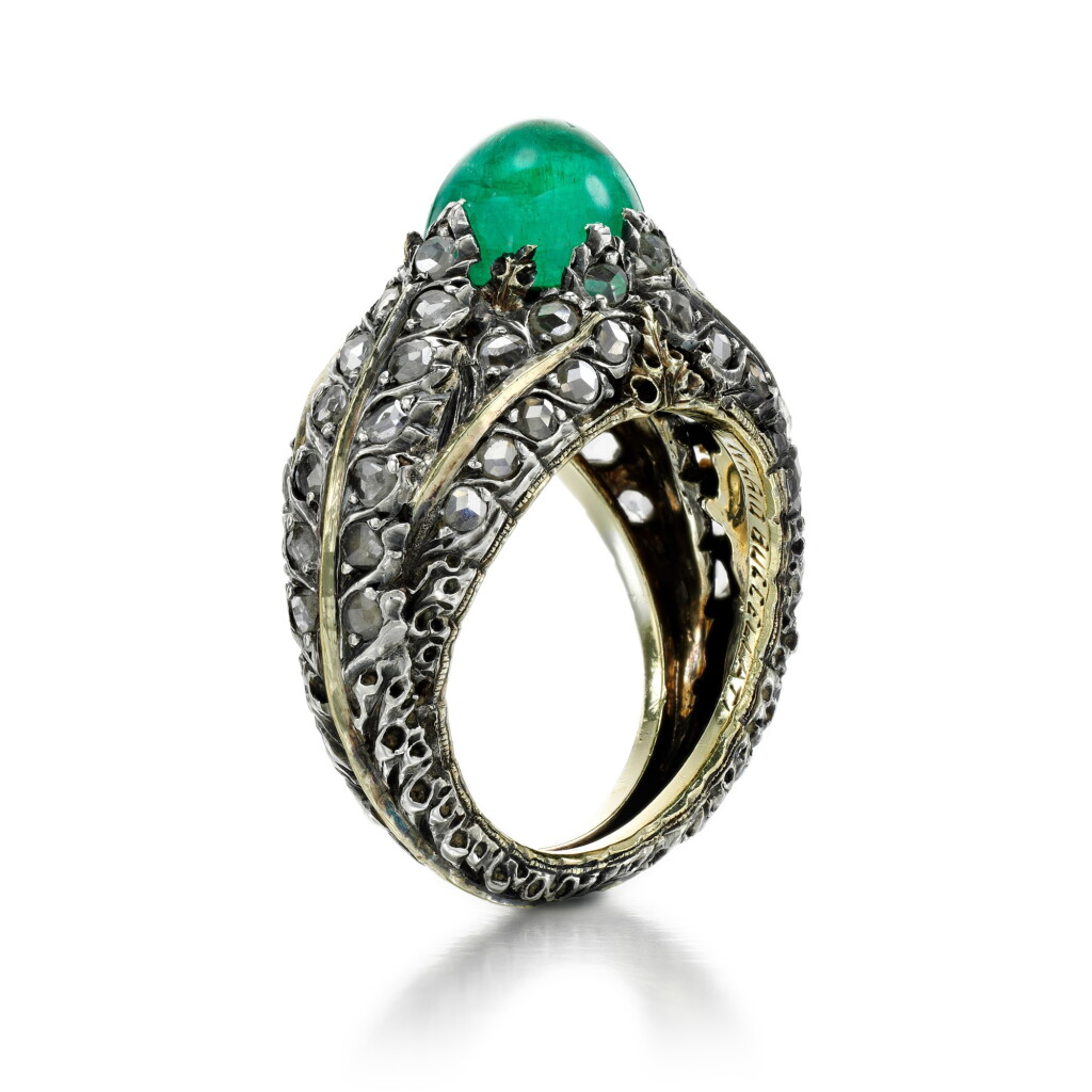 View full screen - View 1 of Lot 260. MARIO BUCCELLATI | EMERALD AND DIAMOND RING.