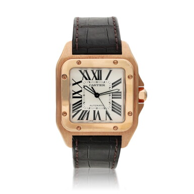 View full screen - View 1 of Lot 224. Cartier Reference 2792 Santos 100, A pink gold automatic wristwatch, Circa 2005.