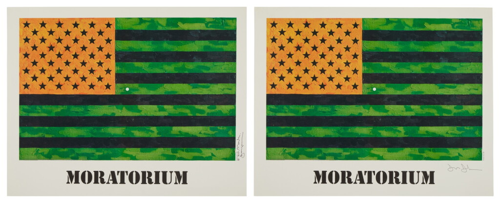 View full screen - View 1 of Lot 48. Flag (Moratorium) Poster: Two Examples.