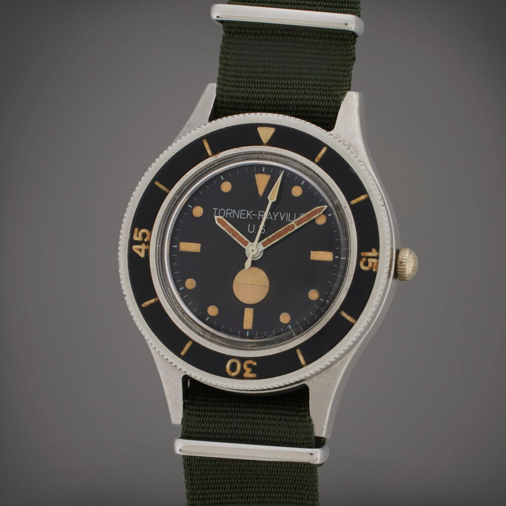 View full screen - View 1 of Lot 57. Reference TR-900 | A stainless steel anti-magnetic diver’s wristwatch with humidity indicator, Made for the U.S. Navy, Circa 1965.