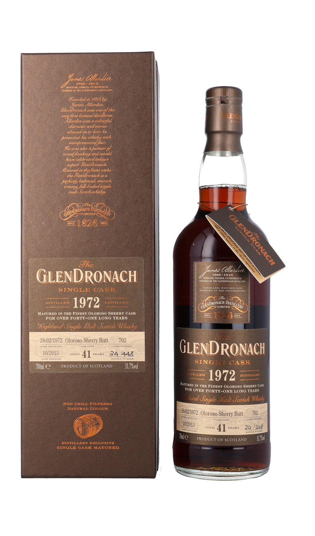 View full screen - View 1 of Lot 5617. The Glendronach Single Cask 41 Year Old 51.7 abv 1972 (1 BT70).