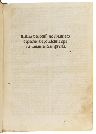 View full screen - View 1 of Lot 37. Beltrame da Ferrara, Specchio de prudenza, Venice, 1505, modern tooled calf.