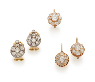 View full screen - View 1 of Lot 3. COLLECTION OF DIAMOND EARRINGS (COLLEZIONE DI ORECCHINI IN DIAMANTI).