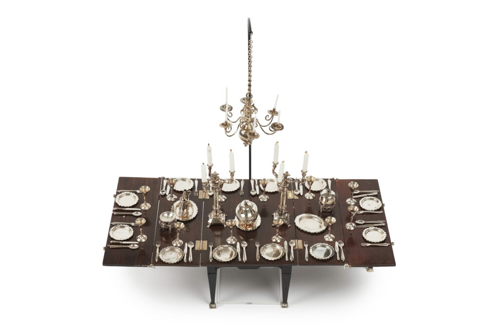 View full screen - View 1 of Lot 53. A rare Dutch silver miniature 70-pieces table service for twelve people, Johannes Adrianus van Geffen, Amsterdam, 1779 | Service de table miniature en argent de 70 pièces pour douze personnes, par Johannes Adrianus van Geffen, Amsterdam, 1779.