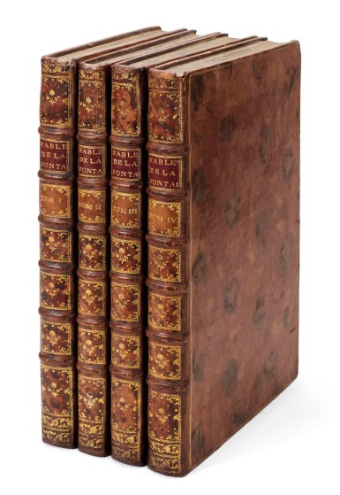 View full screen - View 1 of Lot 115. La Fontaine, Fables choisies, Paris, 1755-1759, 4 volumes, contemporary marbled calf.