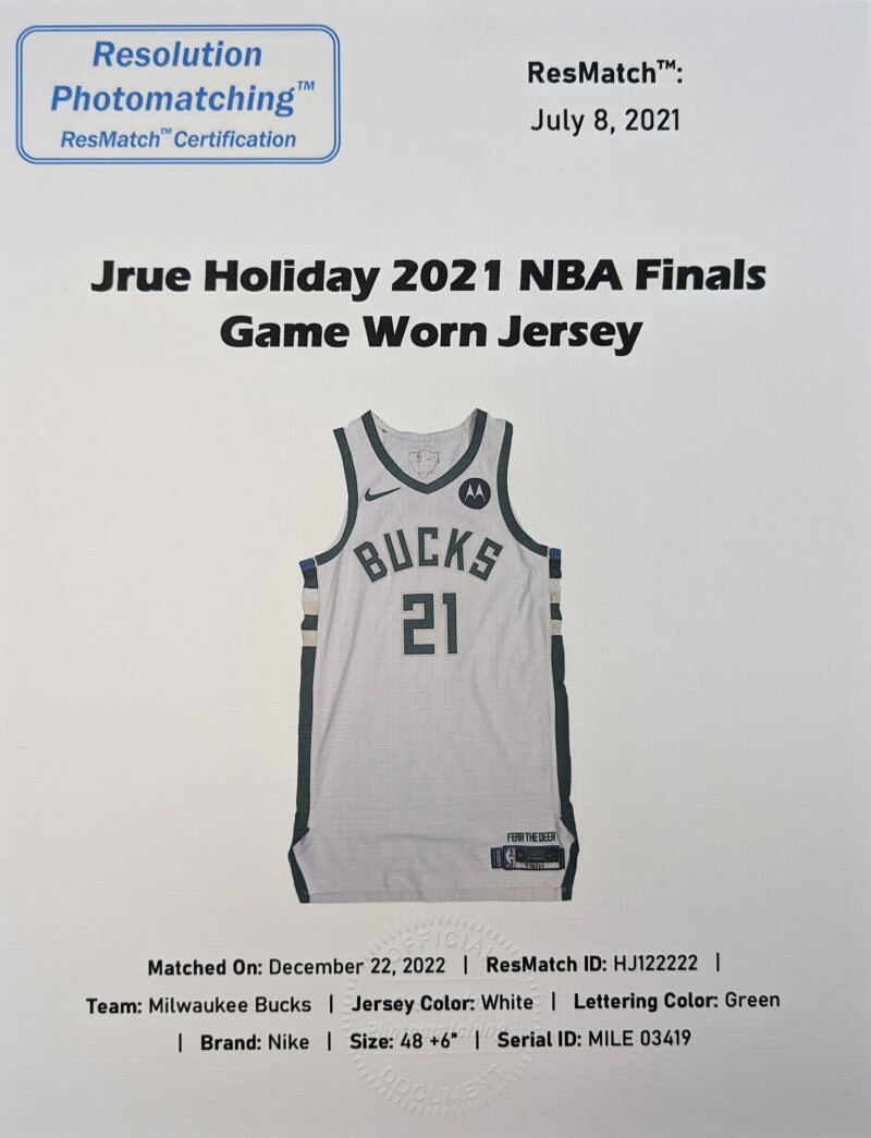 Jrue Holiday Milwaukee Bucks 2021 NBA Finals Game Worn Jersey Available For Immediate Sale At