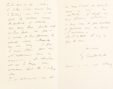 View full screen - View 1 of Lot 23. Lettre autographe signée à Claude Monet, 1892, à propos de jardin et de fleurs. Jointes une lettre de Monet à Camille Pissarro et une lettre d'Edgar Degas à Monet..
