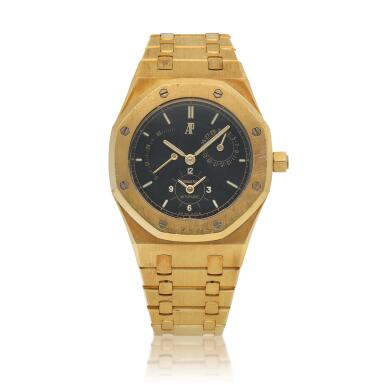 View full screen - View 1 of Lot 32. Royal Oak, Ref. 25730BA/O/0789BA/01 Yellow gold dual time wristwatch with date, power reserve indication and bracelet Circa 1998.