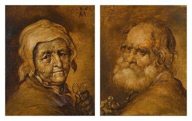 View full screen - View 1 of Lot 117. Head of an old woman; Head of an old man.