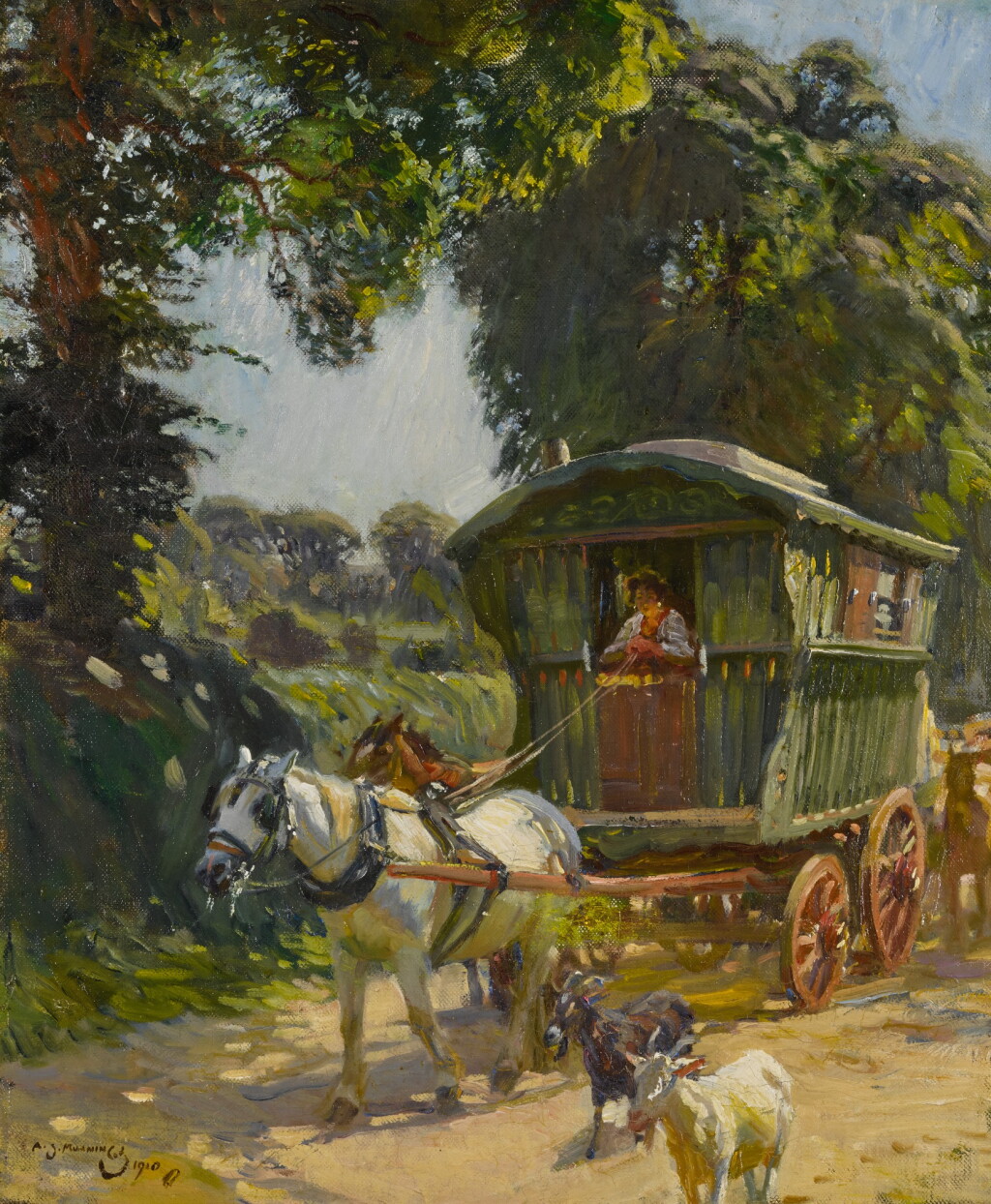 View full screen - View 1 of Lot 55. SIR ALFRED JAMES MUNNINGS, P.R.A., R.W.S. | GYPSY CARAVAN.
