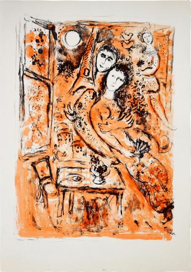 View full screen - View 1 of Lot 7. MARC CHAGALL | COUPLE À L'ÉVENTAIL (M. 385).