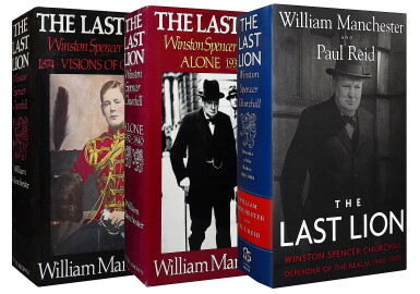View full screen - View 1 of Lot 98. William Manchester, and Paul Reid | The Last Lion Trilogy. Boston: Little, Brown & Co., 1983, 1988, and 2012.