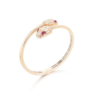 View full screen - View 1 of Lot 212. Bracelet rubis et diamants | Ruby and diamond bracelet.