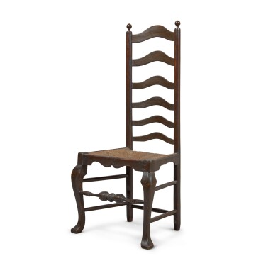 View full screen - View 1 of Lot 184. Very Fine and Rare Queen Anne Brown-Painted Maple Slat-Back Side Chair, possibly by Solomon Fussell (c. 1704-1762) or William Savery (1721-1787), probably Philadelphia, Pennsylvania, Circa 1745.