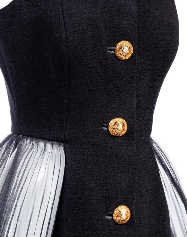 Versace | By Gianni Versace Couture Black Wool and Tulle Dress with Versace | By Gianni Versace Couture Black Wool and Tulle Dress with