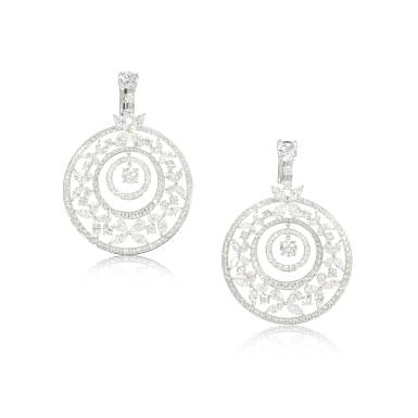 View full screen - View 1 of Lot 837. Diamond earrings, 'Butterfly'.