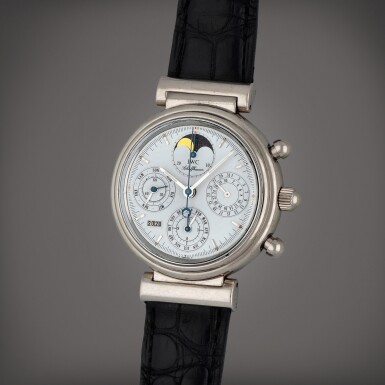 View full screen - View 1 of Lot 423. Da Vinci, Reference 3750 | A white gold perpetual calendar chronograph wristwatch with moon phases and year indication | Circa 1995.