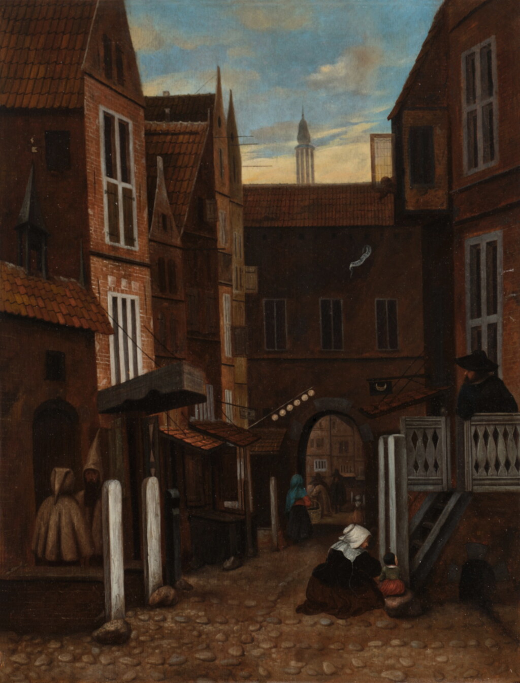 View full screen - View 1 of Lot 54. Street Scene with a Market through an Archway in the Distance .