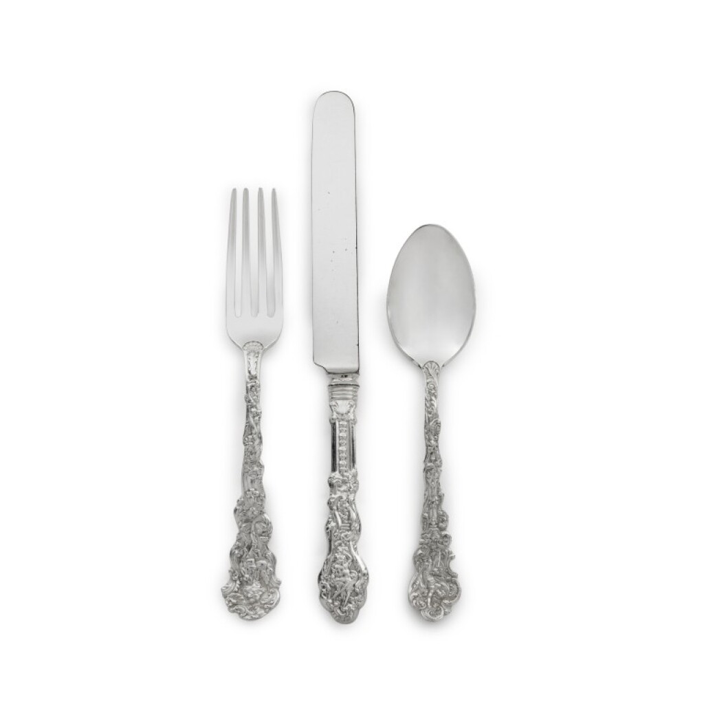 View full screen - View 1 of Lot 253. An Extensive American Silver Versailles Pattern Flatware Service, Gorham Mfg. Co., Providence, RI, Late 19th Century.