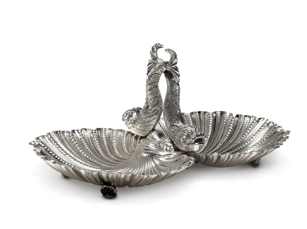 View full screen - View 1 of Lot 50. An Italian Silver Dolphin Centerpiece, Buccellati, Milan, Modern.