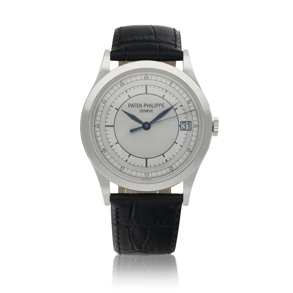 View full screen - View 1 of Lot 28. 'Grande' Calatrava, Ref. 5296G White gold wristwatch with date and two-tone sector dial Circa 2012.