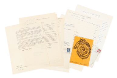 View full screen - View 1 of Lot 88. 9 lettres à Maurice Saillet, autographes ou tapuscrites, 1953-1966. Avec un ensemble de lettres ou de documents concernant le Collège de 'Pataphysique. .