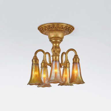 View full screen - View 1 of Lot 59. Five-Light "Lily" Ceiling Light.