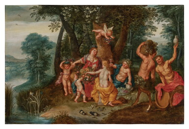 View full screen - View 1 of Lot 486. An allegory of plenty, or Bacchus, Venus and Ceres in a landscape.