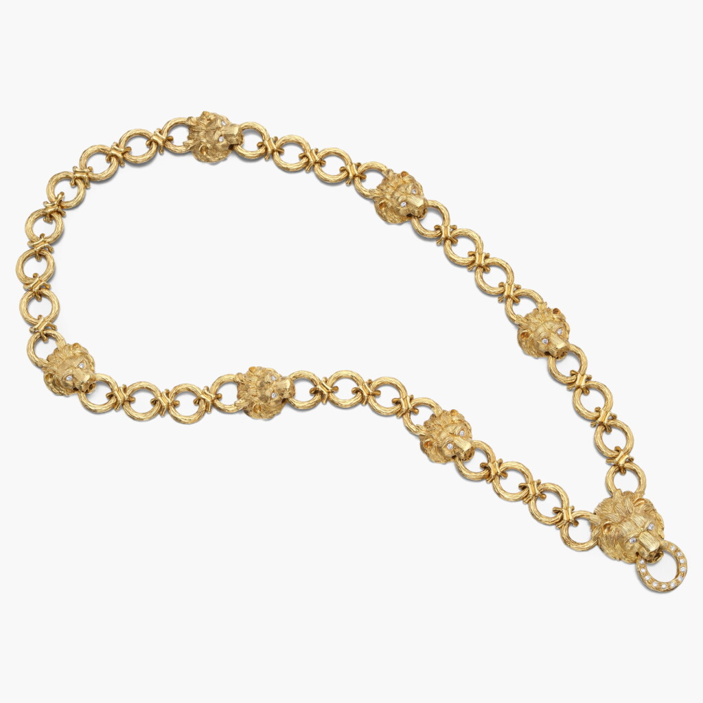 View full screen - View 1 of Lot 582. Gold and Diamond 'Lion's Head' Sautoir.